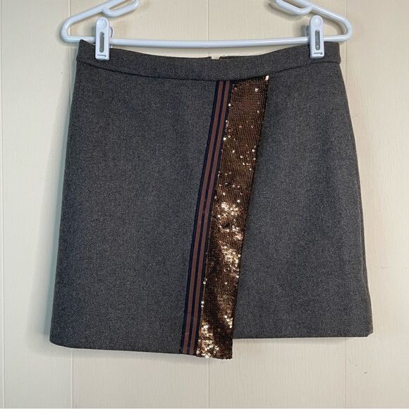 J. Crew Wool Blend Origami Skirt Sequin Stripe - Picture 1 of 4